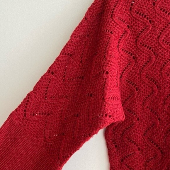 It’s Our Time Red Sweater Dress, Bright Red Open Knit Leggings Sweater, Size M - Picture 4 of 8